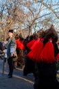 Bucharest, Romania, 25th of December 2019: Christmas tradition festival in Balkans, Romanian dancers and actors in traditional