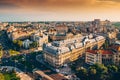 Bucharest top view from above during with an amazing city landscape during summer sunnset Royalty Free Stock Photo