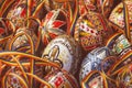 Romanian traditional painted eggs displayed for sale in Bucharest.