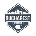 Bucharest Romania Travel Stamp Icon Skyline City Design Seal Passport Vector.