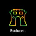 Bucharest, Romania Vector Line Icon