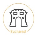 Bucharest, Romania Vector Line Icon