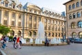 Bucharest, Rumania - 28.04.2018: Tourists in Old Town, in one of the most busiest streets of central Bucharest