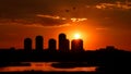 Bucharest skyline Asmita Garden buildings , after sunset , aerial view Royalty Free Stock Photo