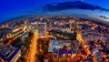 Bucharest skyline in the Victoria Square , aerial view