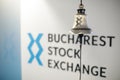 Bucharest Stock Exchange logo and opening bell Royalty Free Stock Photo