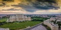 Bucharest sunset panorama aerial view Royalty Free Stock Photo