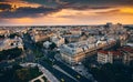 Bucharest top view from above during with an amazing city landscape during summer sunnset Royalty Free Stock Photo