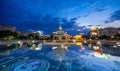 Bucharest Unirii Fountain at Sunset