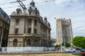 Bucharest University Palace, start of the facade restoration, Bucharest, Romania