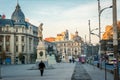 Bucharest, Romania, November 2018: Bucharest University square is the place where young people meet Royalty Free Stock Photo