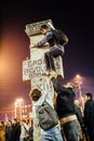 Bucharest University Square protests Royalty Free Stock Photo