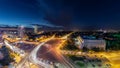 Bucharest Victoriei square center traffic night shoot Royalty Free Stock Photo