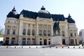 Bucharest view -Carol I statue and Central Library Royalty Free Stock Photo