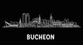 Bucheon city skyline with Korea Black background Royalty Free Stock Photo