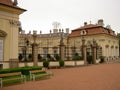 Buchlovice chateau, view of the entrance gate from the courtyard, without people during the day