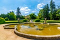 BUCHLOVICE, CZECH REPUBLIC - 2.6.2019: Tourists are walking near Buchlovice castle chateau. Beautiful ancient castle in baroque