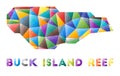 Buck Island Reef - colorful low poly island shape.