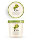 White Plastic Bucket With Green Lid : Kiwi Ice cream or Yogurt Container : Vector Illustration Royalty Free Stock Photo