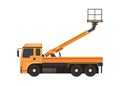 Bucket boom truck. Simple flat illustration.