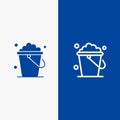 Bucket, Cleaning, Floor, Home Line and Glyph Solid icon Blue banner Line and Glyph Solid icon Blue banner Royalty Free Stock Photo