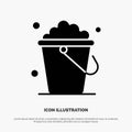 Bucket, Cleaning, Floor, Home solid Glyph Icon vector Royalty Free Stock Photo