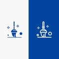 Bucket, Cleaning, Mop Line and Glyph Solid icon Blue banner Line and Glyph Solid icon Blue banner Royalty Free Stock Photo