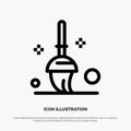 Bucket, Cleaning, Mop Line Icon Vector