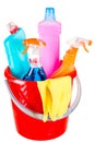 Bucket and cleaning products for home cleaning
