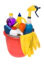 Bucket of cleaning supplies