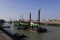 Bucket dredger in the port of Blanckenberghe , Belgium Royalty Free Stock Photo