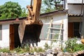 Bucket Excavator. excavator destruction in Work outdoor construction Royalty Free Stock Photo