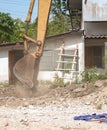 Bucket Excavator. excavator destruction in Work outdoor construction Royalty Free Stock Photo