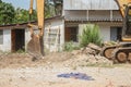 Bucket Excavator. excavator destruction in Work outdoor construction Royalty Free Stock Photo