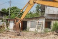 Bucket Excavator. excavator destruction in Work outdoor construction Royalty Free Stock Photo