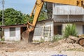 Bucket Excavator. excavator destruction in Work outdoor construction Royalty Free Stock Photo