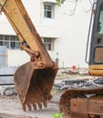 Bucket Excavator. in work excavator destruction construction Royalty Free Stock Photo