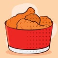 Bucket of fried chicken. Vector Royalty Free Stock Photo
