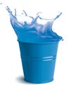 Bucket full of clear water with splashes