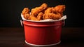 Bucket full of crispy kentucky fried chicken. Generative Ai