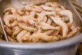 Bucket full of shrimps at a local fish market