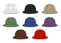 Bucket hat metro hat template vector illustration set