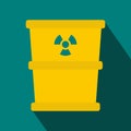 Bucket for hazardous waste icon, flat style