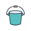 Color illustration icon for Bucket, pail and plastic