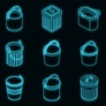 Bucket icon set vector neon Royalty Free Stock Photo