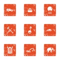 Bucket icons set, grunge style Royalty Free Stock Photo