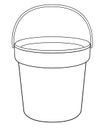 Bucket - a linear vector drawing for coloring. Plastic or metal bucket - vector template for coloring. Gardening and household equ