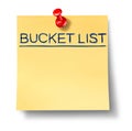 Bucket list text written on a yellow office note Royalty Free Stock Photo