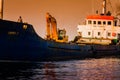 Bucket Loader In Vessel On Riprap Works