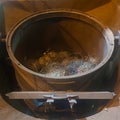 Bucket for loading the charge into the steelmaking furnace.